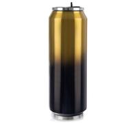 Mug Thermique Canette - 700 ml - Acier Inoxydable Noir et Or - 7,5 x 21 cm