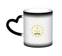 Mug thermique noir à blanc avec imprimé drapeau de l'État du Rhode Island pour café, thé, maison, bureau