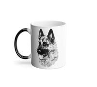 Mug Thermo-réactif Tasse Magique - Berger Allemand Gros Chien Art Encre Noir et Blanc Mignon - 325 ml