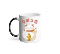 Mug Thermo-réactif Tasse Magique - Maneki-Neko Chat Japon Asie Culture Chine Porte Bonheur - 325 ml