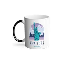 Mug Thermo-réactif Tasse Magique - New York United States Illustration Etats Unis Statue Liberté - 325 ml