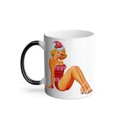 Mug Thermo-réactif Tasse Magique - Pin Up De Noel Vintage Retro Mere Noel 50's - 325 ml