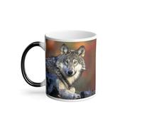 Mug Thermo-réactif Tasse Magique - Tete de Loup Vie Animale Nature Sauvage Prédateur - 325 ml