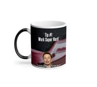 Mug Thermo-réactif Tasse Magique - Work Hard Citation Inspirante Anglais Elon Musk Businessman Milliardaire - 325 ml