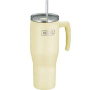 Thermos Gobelet isotherme REFRESHING 1,1 l – inox double paroi, paille & poignée – vanille mat