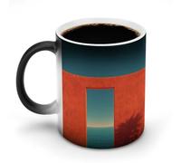 Mug thermosensible à changement de couleur, motif « Murmures architecturaux », tasse magique en céramique de 350 ml révélant un motif au contact d'une boisson chaude - Idée cadeau parfaite pour les a