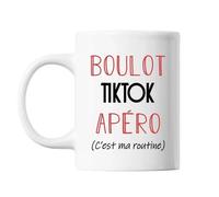 Mug - Tiktok - C'est Ma Routine - Céramique - 325 Ml - Résistant Lave-Vaisselle Et Micro-Onde