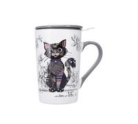 Mug tisanière cônique Kiub Kook Chat Noir - blanc/noir/gris - 435 ml
