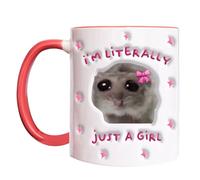 Mug "Trauriger Hamster" - Literally Just A Girl, tasse à thé portable vintage, théière créative, 350 ml, tasse à thé et café en céramique