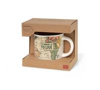 Legami Mug Cup Puccino Travel – porcelaine New Bone China 350 ml, lavable au lave-vaisselle