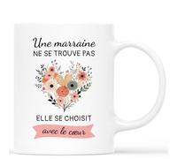 Mug - Une Marraine Ne Se Trouve Pas, Elle Se Choisit Avec Le Cœur - Cadeau Marraine Bapteme, Cadeau Marraine Personnalisé, Tasse Marraine Personnalisé