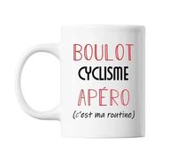 Mug - Vélo C'est Ma Routine - Blanc - Céramique - 325 Ml - Résistant Lave-Vaisselle Et Micro-Onde