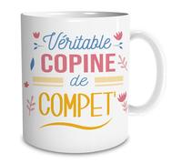 Mug - Véritable copine - Porcelaine - 9.5cm - Impression recto/verso - Design contemporain