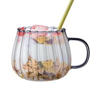 Mug Verre Citrouille - Tasse Transparente 400ml avec Anse | Verres à Rayures Colorées | Tasse Café Thé Multifonction pour Lait Thé Soda Eau Jus Lait de Soja, Vaisselle de Service Grande Capaci