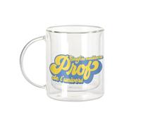 Mug Verre Double Paroi - Certifiée meilleure Prof de l'univers Style 70's Lycee College Universite Professeur Enseignant - Tasse a Cafe et The Isotherme 330ml Effet Suspendu Anti-Brulure Imprime en