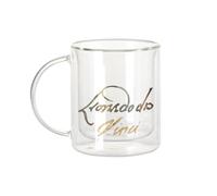 Mug Verre Double Paroi - Da Vinci Signature Peintre Célèbre Artiste Renaissance Dessin Architecture Sculpture - Tasse a Cafe et The Isotherme 330ml Effet Suspendu Anti-Brulure Imprime en France