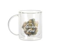 Mug Verre Double Paroi - Da Vinci Signature Peinture Peintre Inventeur Artiste Renaissance Dessin Architecture Sculpture - Tasse a Cafe et The Isotherme 330ml Effet Suspendu Anti-Brulure Imprime en