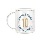 Mug Verre Double Paroi - Damn I make 10 Look Good 10 Year Anniversary - Tasse a Cafe et The Isotherme 330ml Effet Suspendu Anti-Brulure Imprime en France