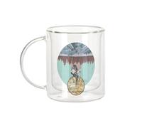 Mug Verre Double Paroi - Down Under Collage Artistique Singe Montagne Vintage Illustration Art Humour Surreal Psychedelic - Tasse a Cafe et The Isotherme 330ml Effet Suspendu Anti-Brulure Imprime en