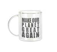 Mug Verre Double Paroi - Emmanuel Macron Make Our Planet Great Again Citations Célèbres Politicien - Tasse a Cafe et The Isotherme 330ml Effet Suspendu Anti-Brulure Imprime en France
