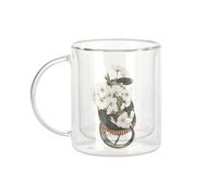 Mug Verre Double Paroi - Jasmin Serpent Botanique Collage Nature Fleurs Vintage Illustration Streetwear Zoomer - Tasse a Cafe et The Isotherme 330ml Effet Suspendu Anti-Brulure Imprime en France