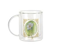Mug Verre Double Paroi - Lotus Elegant Botanique Collage Nature Fleurs Vintage Decoratif Cadre Frise Zoomer - Tasse a Cafe et The Isotherme 330ml Effet Suspendu Anti-Brulure Imprime en France