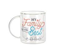 Mug Verre Double Paroi - My Family is the Best Dad Mom Child - Tasse a Cafe et The Isotherme 330ml Effet Suspendu Anti-Brulure Imprime en France