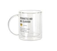 Mug Verre Double Paroi - Permettez-moi De Clarifier Jargon Travail Office Email Icone Bureau Collegue Humour - Tasse a Cafe et The Isotherme 330ml Effet Suspendu Anti-Brulure Imprime en France