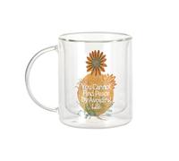Mug Verre Double Paroi - You Cannot Find Peace by Avoiding Life Botanique Collage Nature Fleurs Vintage Illustration Retro - Tasse a Cafe et The Isotherme 330ml Effet Suspendu Anti-Brulure Imprime en