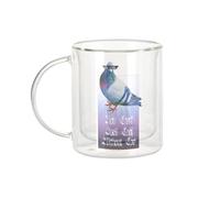 Mug Verre Double Paroi - You Can't Spell Cool Collage Vintage Illustration Art Animal Pigeon Humour Puns Zoomer Streetwear Parodie - Tasse a Cafe et The Isotherme 330ml Effet Suspendu Anti-Brulure