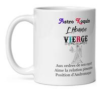 Mug Vierge Homme coquin - Tasse humour Signe Astro Koquin Vierge - Mug signe astrologique drôle - Qualité Cadeau Original Anniversaire Noël Fête garçon collègue ami céramique 325ml petit déjeuner
