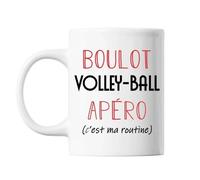 Mug Volley-Ball C'est Ma Routine Blanc Tasse Humour