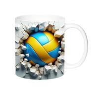 Mug Volleyball - 325 ml - Tasse à café plate en céramique motif ballon de volley-ball, tasse à café unique pour les amateurs de café, lait, thé