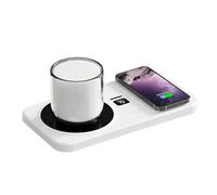 Mug Warmer, 21,9 x 11,5 x 1,6 cm Smart Coffee Heater with Wireless Phone Charger, 3 Smart Control Beverage Warming Pad For Drink Milk Water Tabletop Desk Bedside Office Kitchen Home Travel