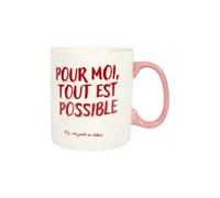 Mug XXL 70 n céramique blanc et rose avec message esprit Girl Power - -
