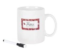 Mug XXL 80cl en céramique blanc avec message "Merci pour cette année" et feutre effaçable - - ALTOBUY Blanc