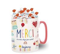 Mug XXL Merci - 60 chocolats KINDER Schokobons et Bueno - cadeau maîtresse