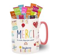 Mug XXL Merci - 60 croustilles et biscuits MONBANA - cadeau maîtresse | Mug XXL 70 arni de croustilles et biscuits MONBANA - cadeau maîtresse, nounou, maman et soignant merci à offrir