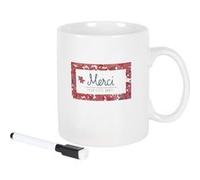 Mug XXL & Stylo "Merci" 80cl Blanc G