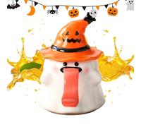 MugaHalloween - tasse à thé mignon couvercle,450ml tasse à café en céramique en forme de fantôme avec couvercle pour Halloween jus de vin bière séjour nuits de cinéma et enseignants