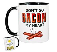 MUGEMS Mug humoristique avec inscription « Don't Go Bacon My Heart » pour homme et femme avec slogan sarcastique - Cadeau humoristique pour adulte - Cadeau de Noël ou d'anniversaire