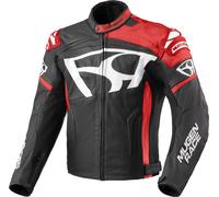 MUGENRACE Aggressore Blouson de moto en cuir, Noir/Blanc/Rouge, Taille 50