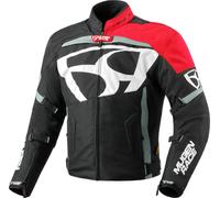 MUGENRACE Aggressore-T Veste textile de moto imperméable, Noir/Blanc/Rouge, Taille 3XL