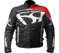 MUGENRACE Aggressore-T Veste textile de moto imperméable, noir-blanc-rouge, taille 6XL pour homme