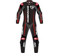 MUGENRACE Assassino Combinaison en cuir de moto 1 pièce perforée pour enfants, noir-blanc-rouge, taille XS 140 pour des gamins