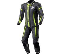 MUGENRACE Assassino Combinaison en cuir de moto 1 pièce perforée pour enfants, Noir/Jaune néon/Blanc, Taille 158