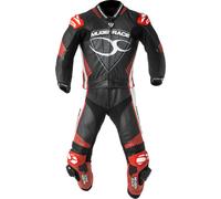 MUGENRACE Impegnato-D Costume en cuir de moto deux pièces pour dames perforé, Noir/Blanc/Rouge, Taille 36