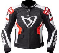 MUGENRACE Marcus Blouson de moto en cuir, noir-blanc-rouge, taille 58 pour homme