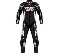 MUGENRACE Ohvale Combinaison en cuir de moto une pièce perforée pour enfants, Noir/Blanc, Taille 140