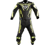 MUGENRACE Predator Combinaison en cuir de moto deux pièces perforée, noir-blanc-jaune, taille 58 pour homme